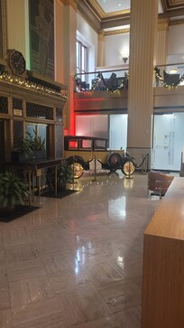 A restored 1930's Ford gracing the lobby.