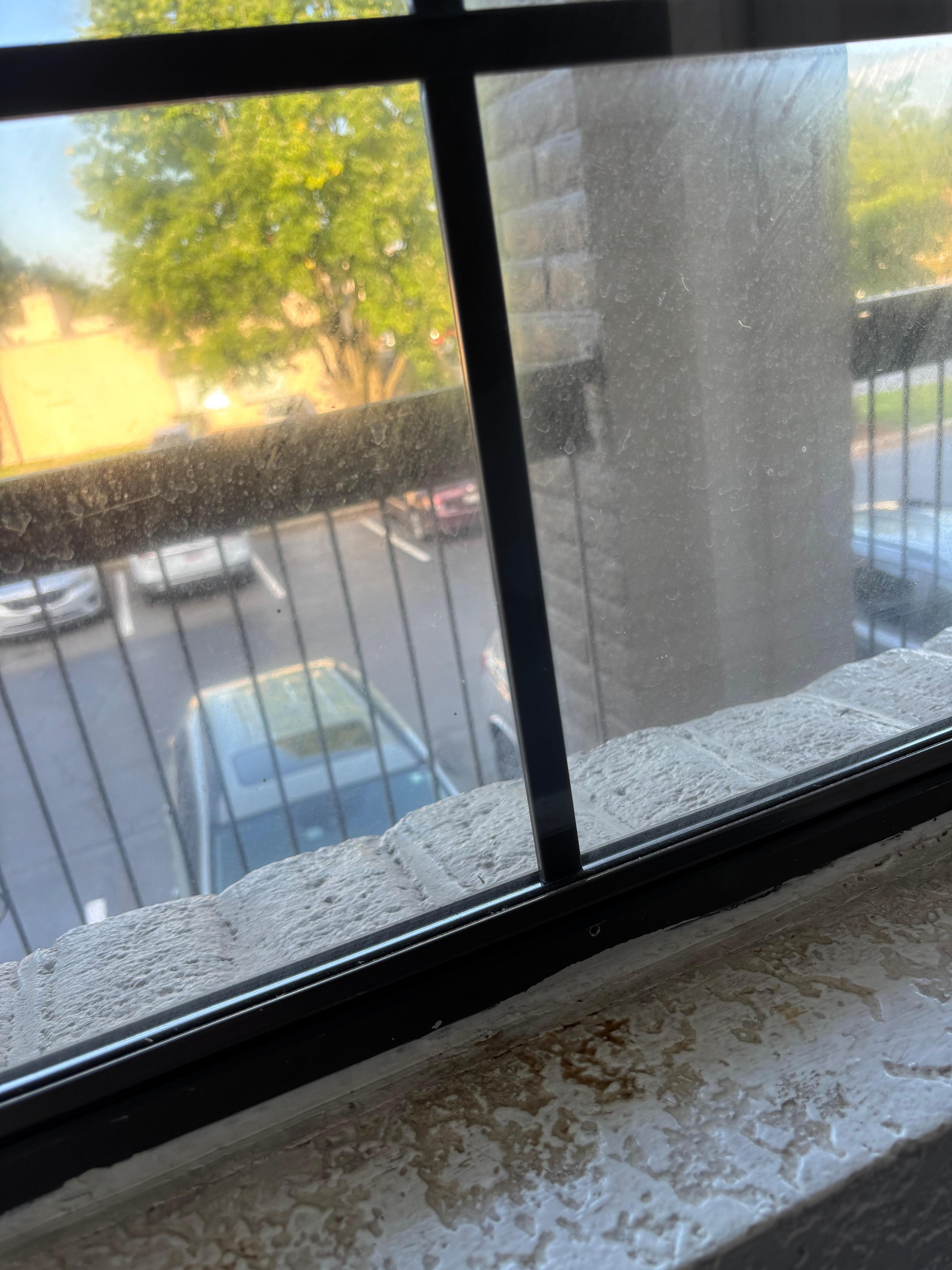 Window and window sill where dirty