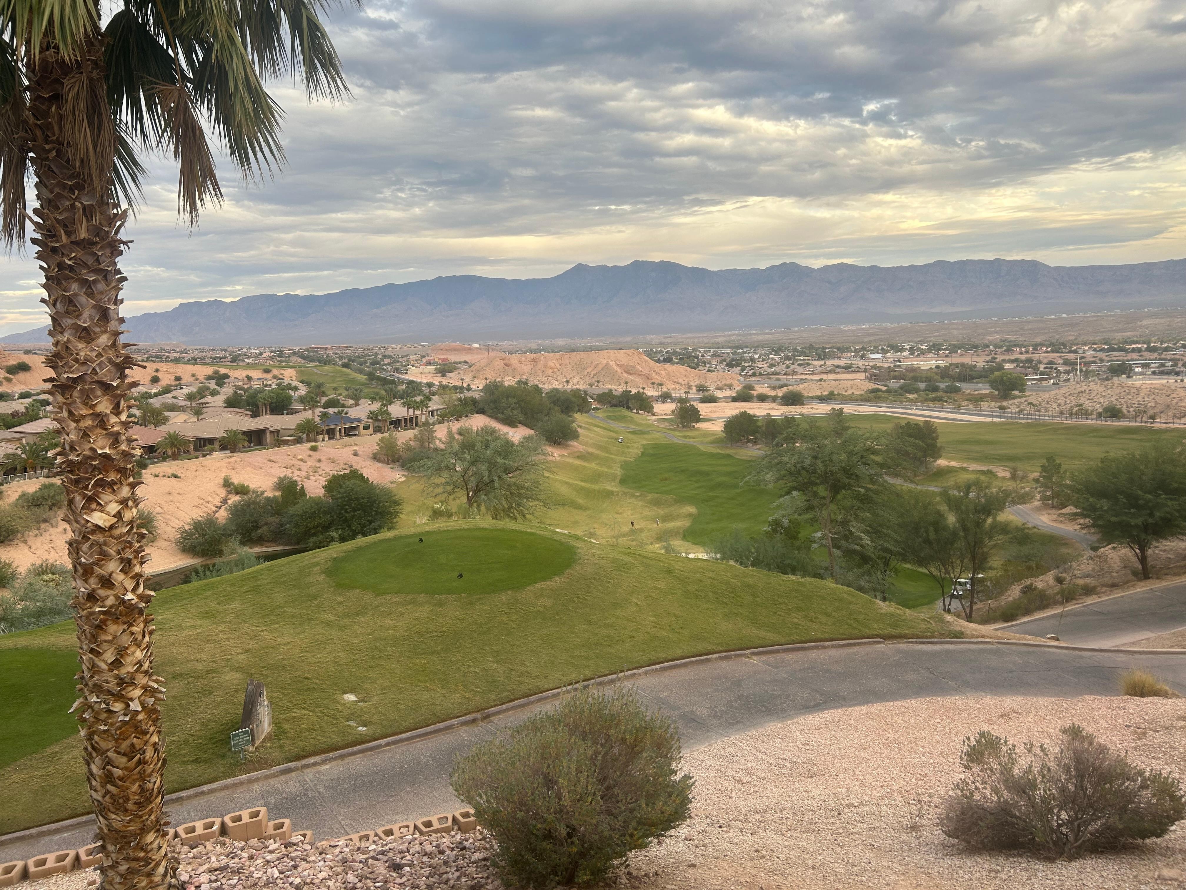 10th tee box at Falcon Ridge adjacent to patio.