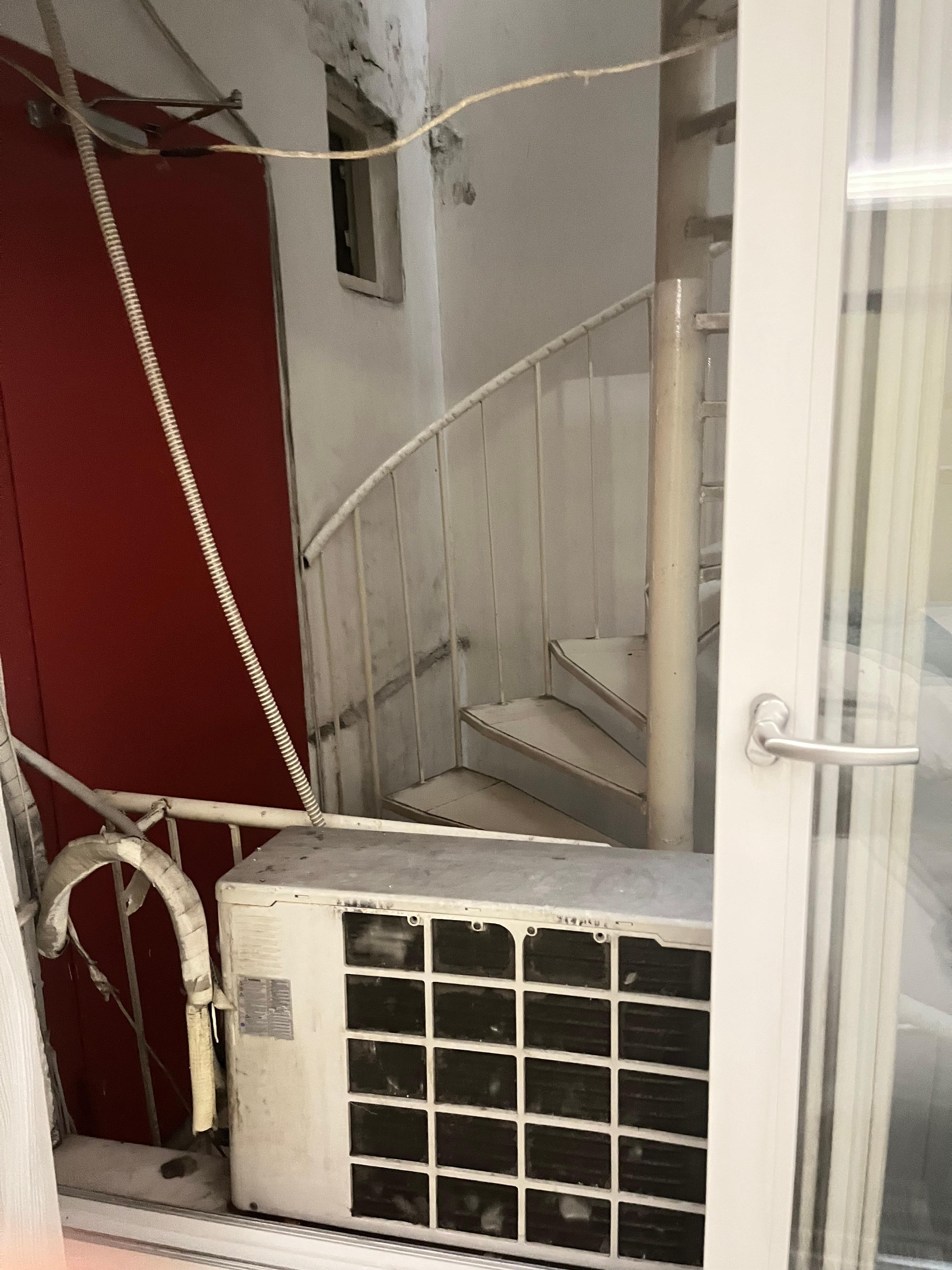 The lock was broken and there’s an emergency door and stairs. 