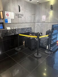 Luggage when checking out and deciding to walk around in the morning.
