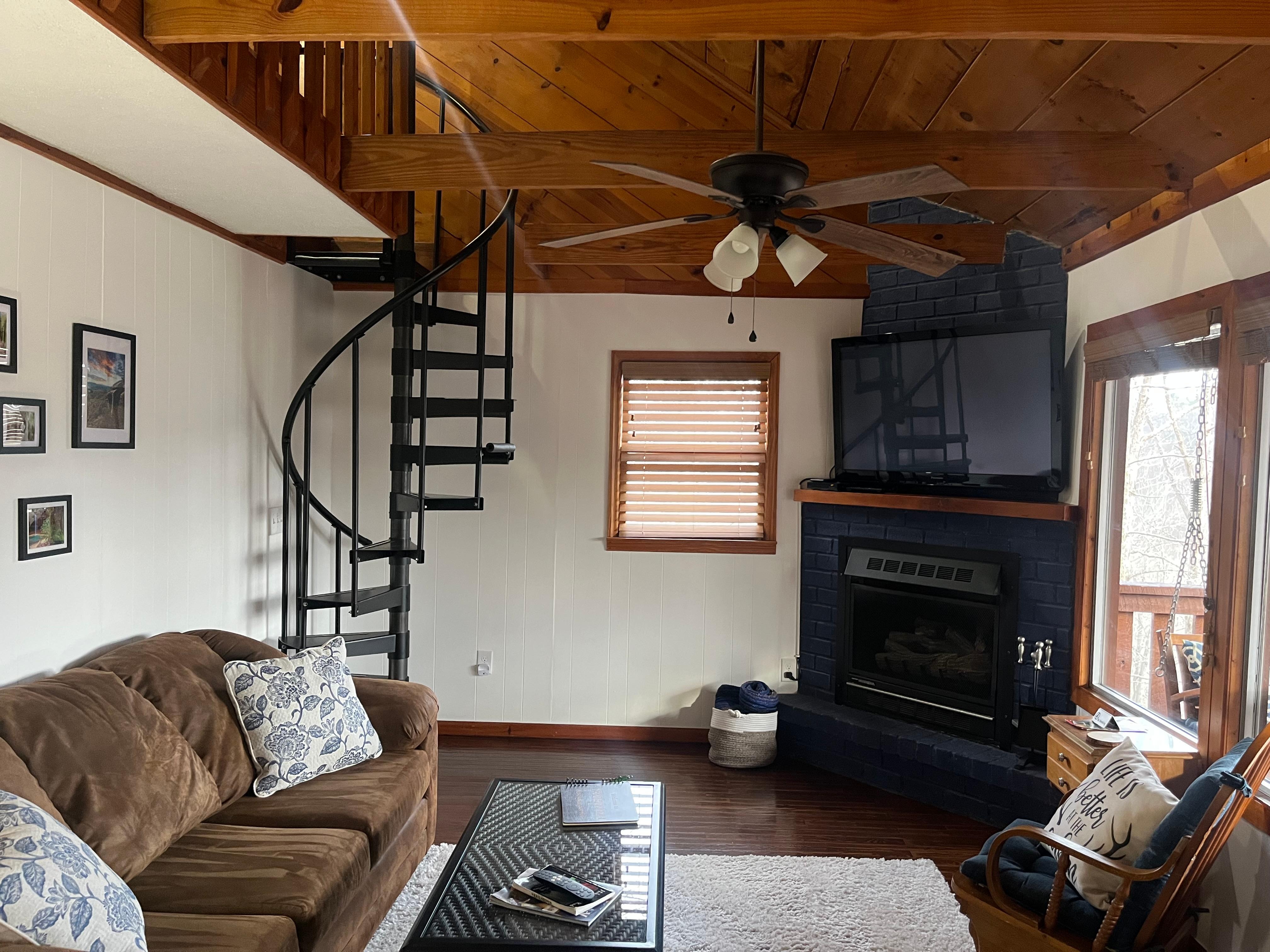 Comfy spot to rest and looks out over the hillside. 