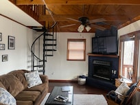 Comfy spot to rest and looks out over the hillside.