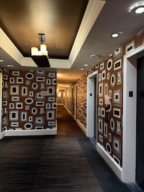 Hallways rundown and outdated.