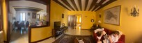 Panoramic view of the living and kitchen area