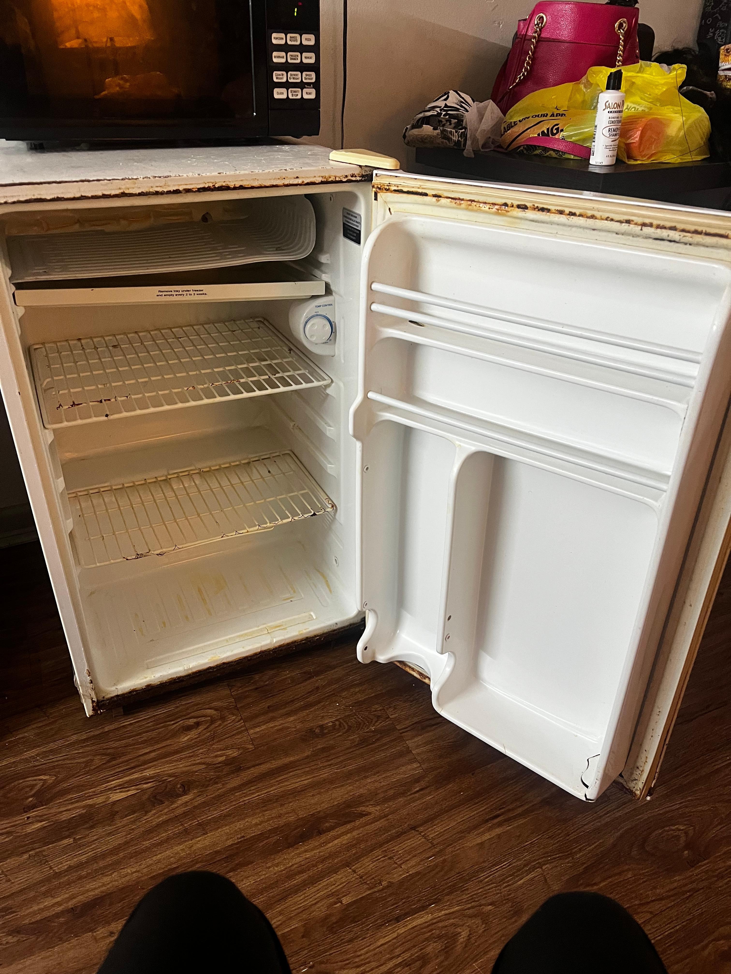 The fridge they brought in because the first one was broken 