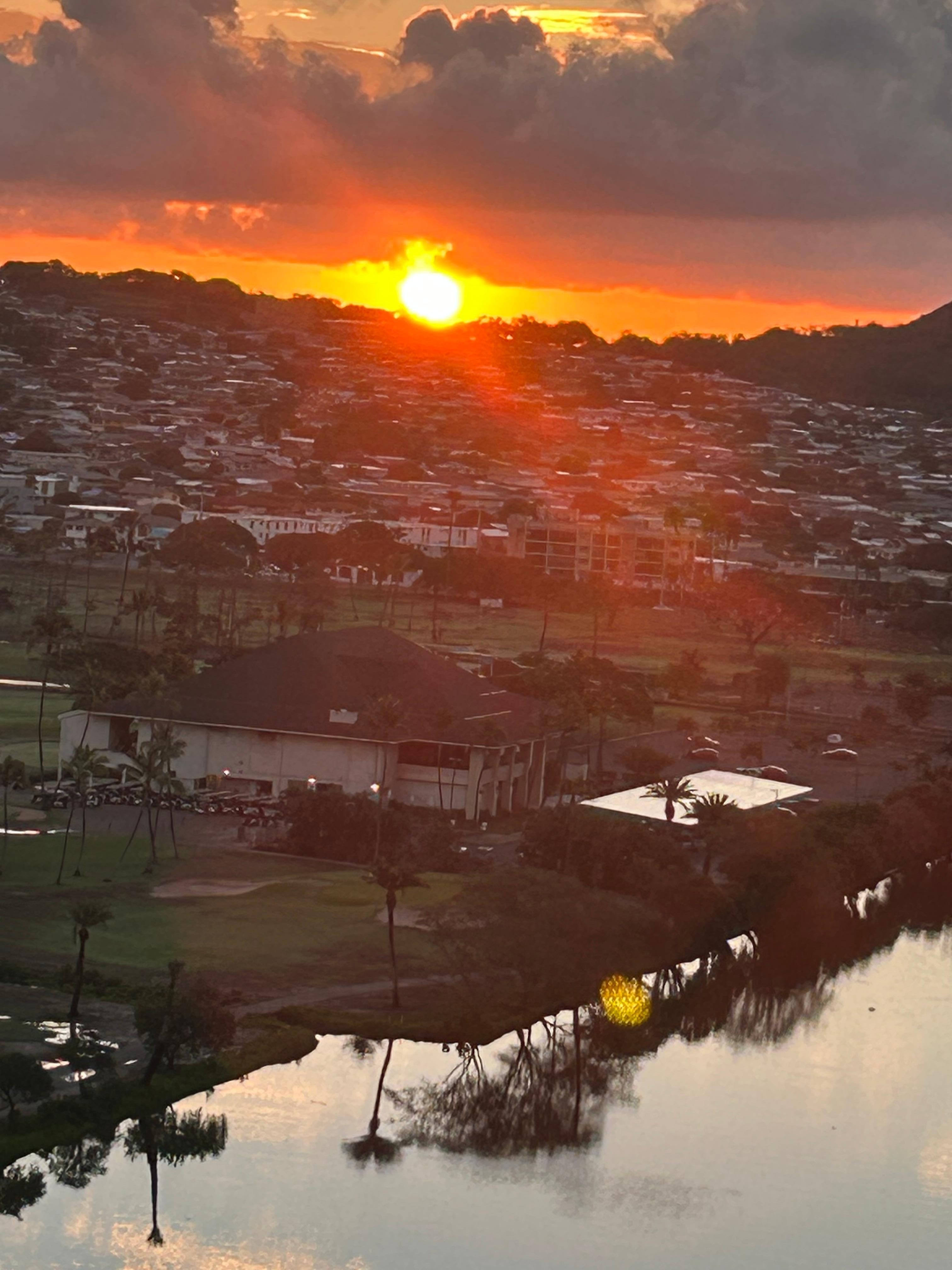 Watching the sunrise every morning from the lanai.