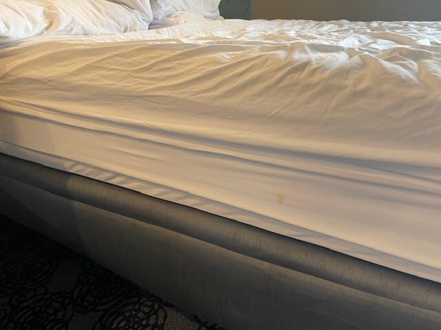 Bed sheet with stain that who knows what was !