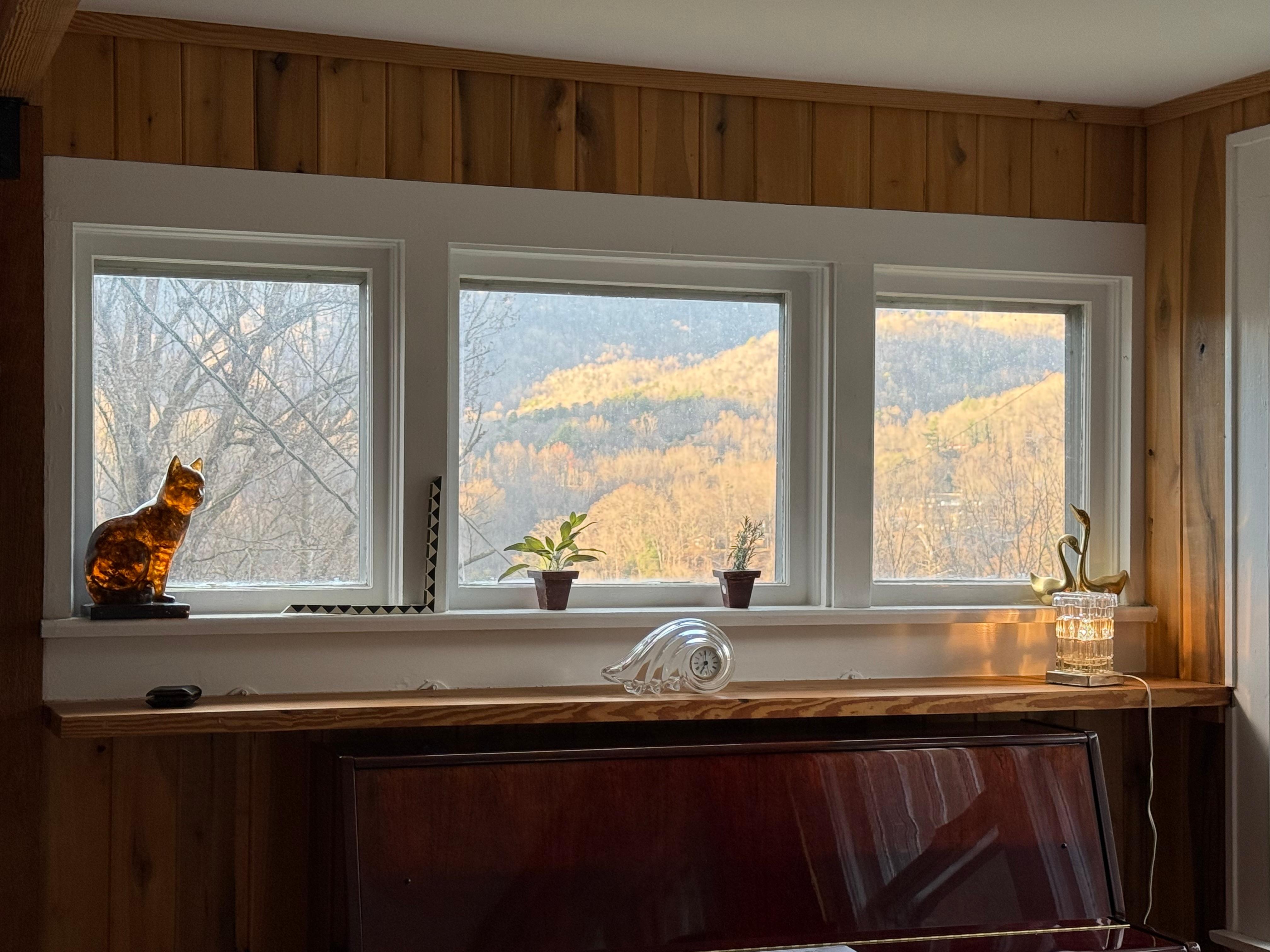 View of the mountains from one of the many, many windows. 