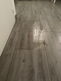 Big puddle of water in kitchen on first morning