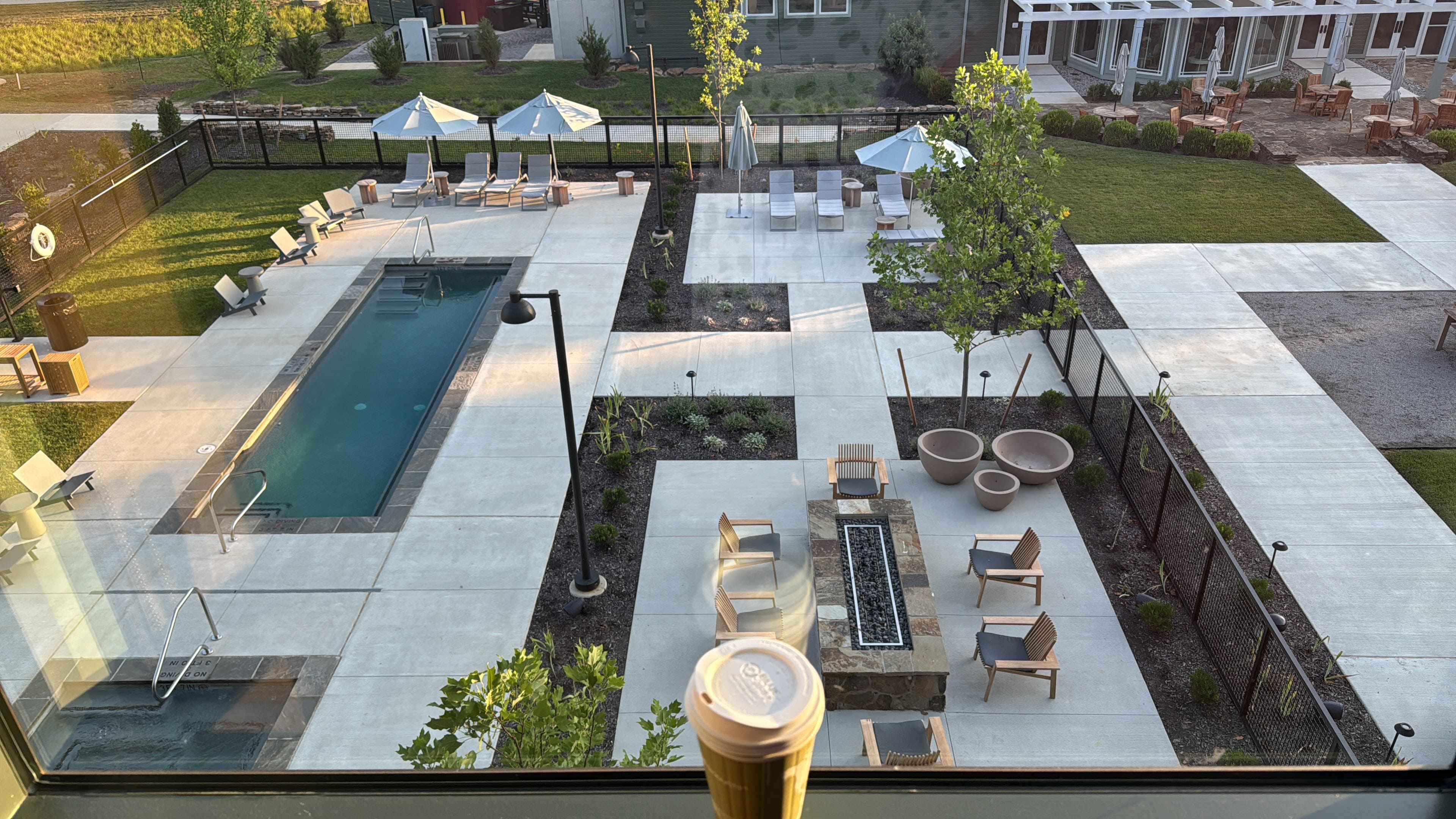 small but clean pool and hot tub