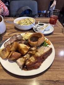 Sunday roast at Rosario's (30 steps from the front porch)