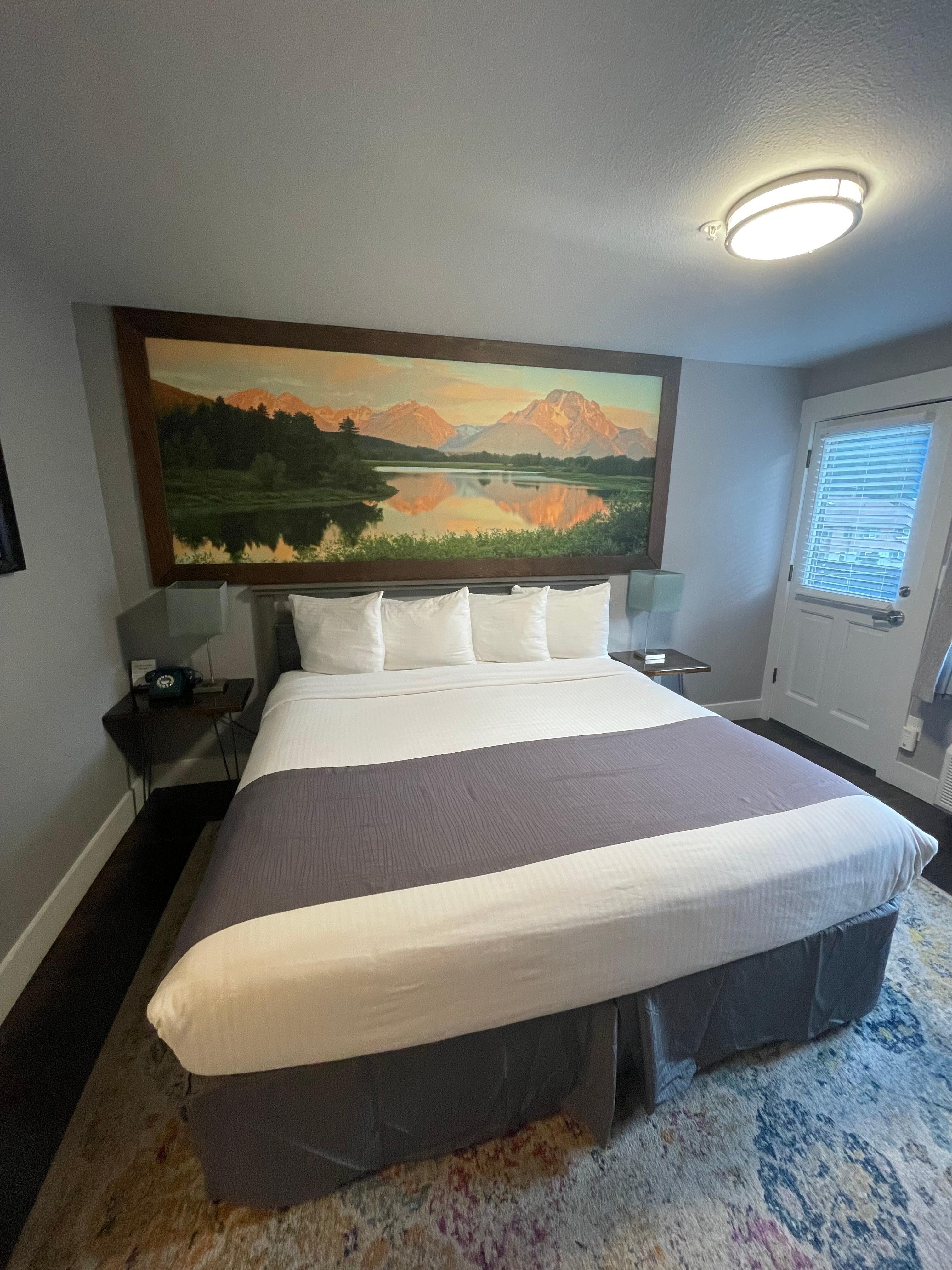 Our single king room, faces the adventure park in the distance.