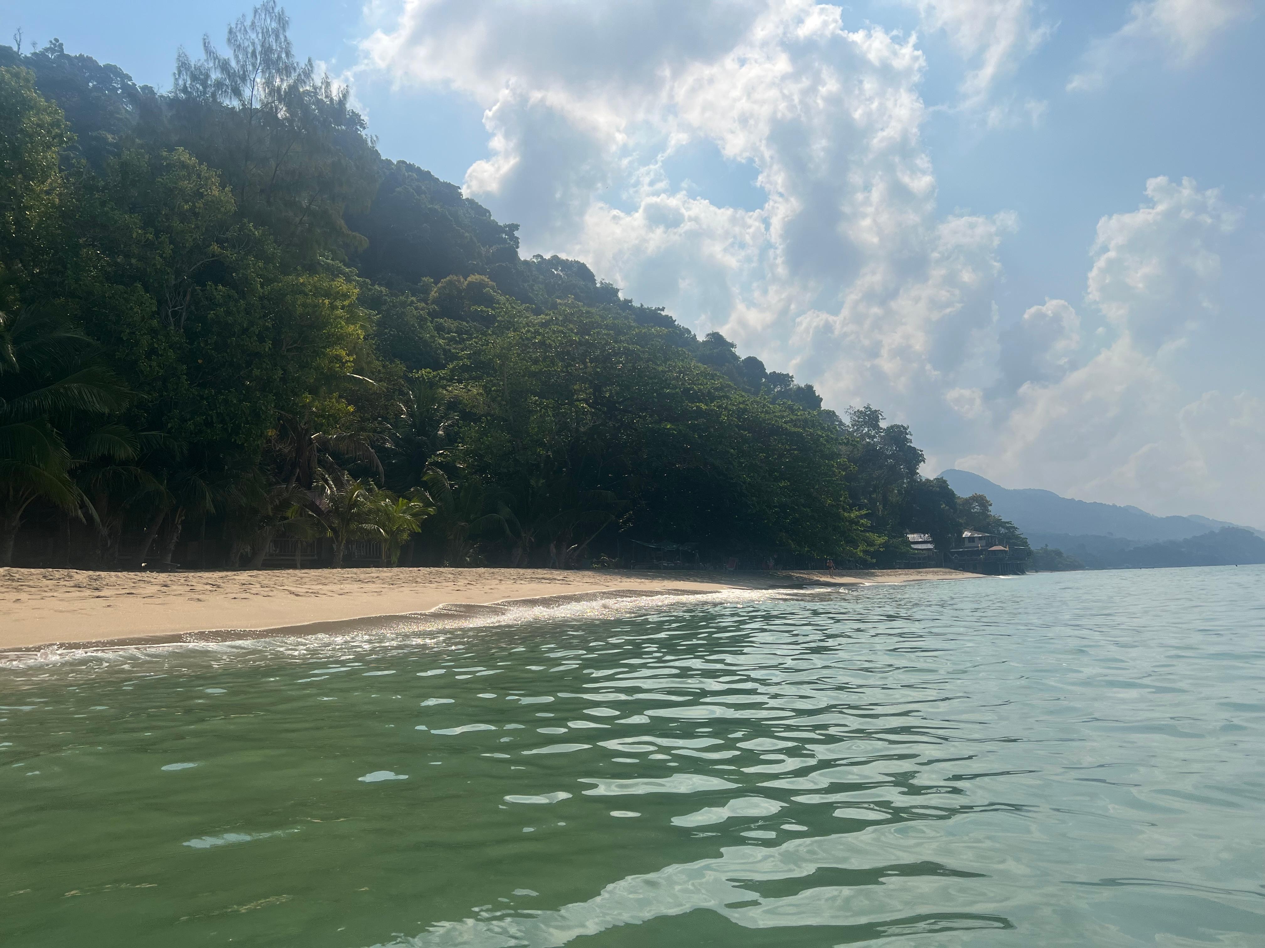 View of area while standing in the warm clear water 