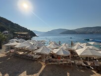 The nearest beach club to the villa.