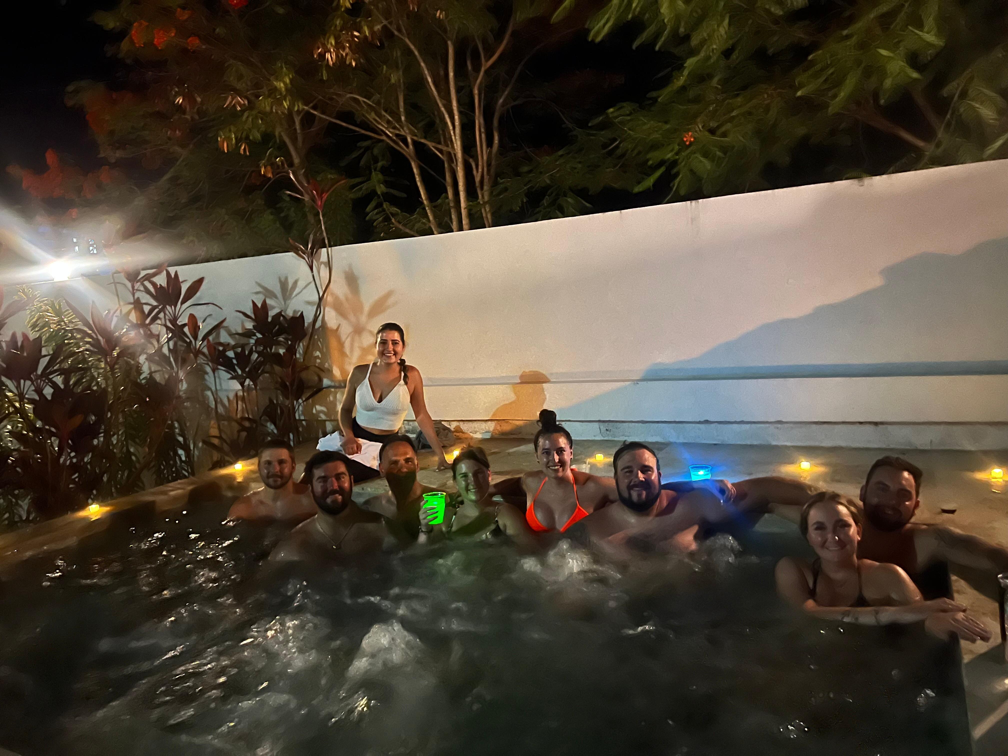 Hot tubbing on the last night!