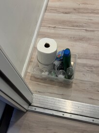 Items he delivered. I was appreciative of this but he should have sent a cleaner too.