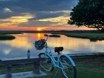 Sunset on the causeway by the restaurants. Easy bike ride.