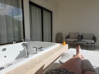 Jacuzzi tub on balcony