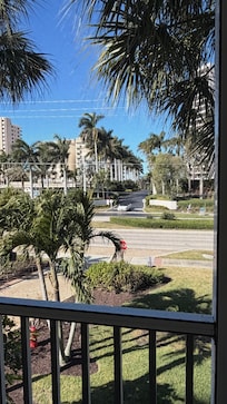View from our balcony, beach is across the road.