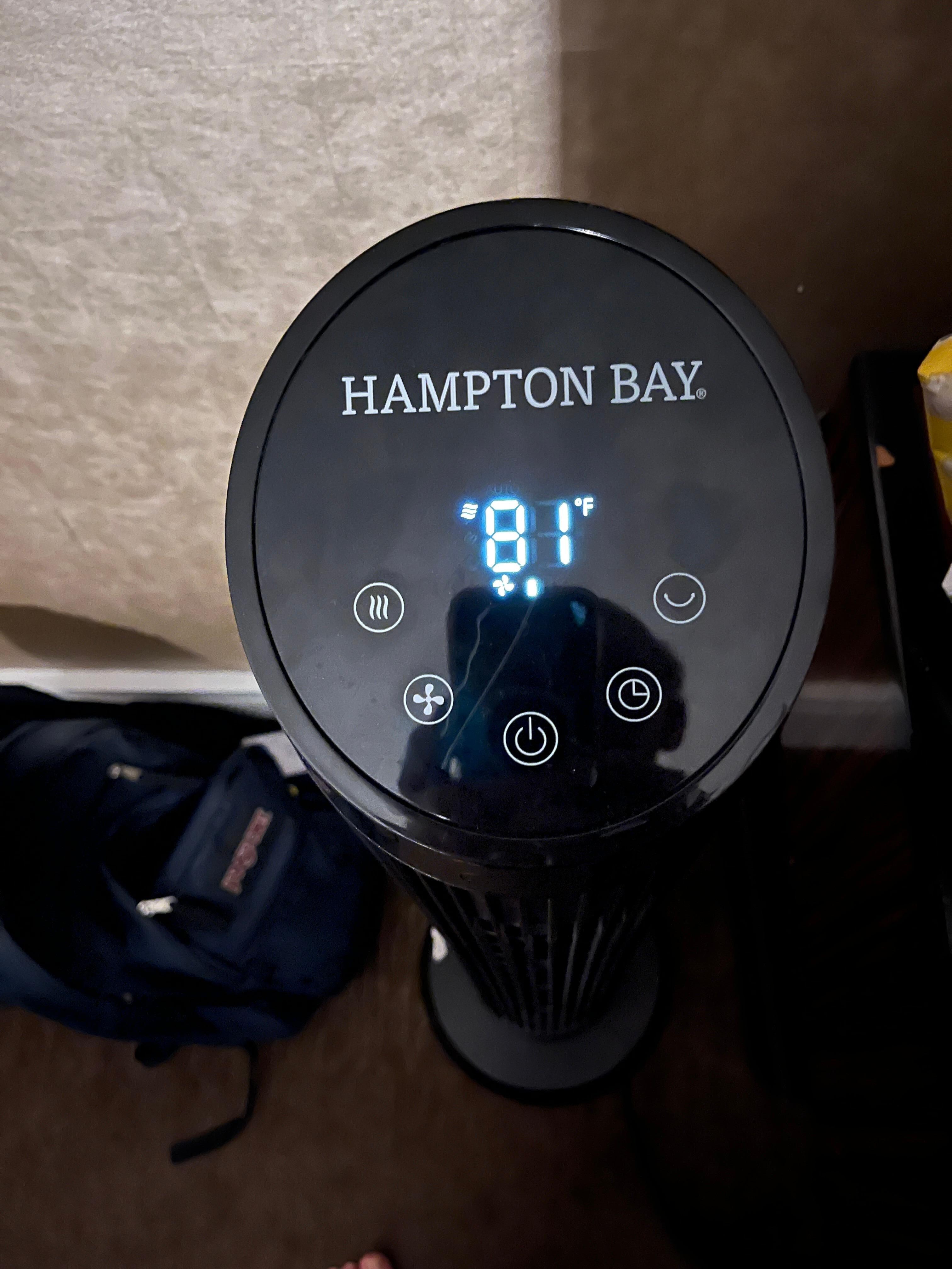 Thermometer on fan provided by hotel