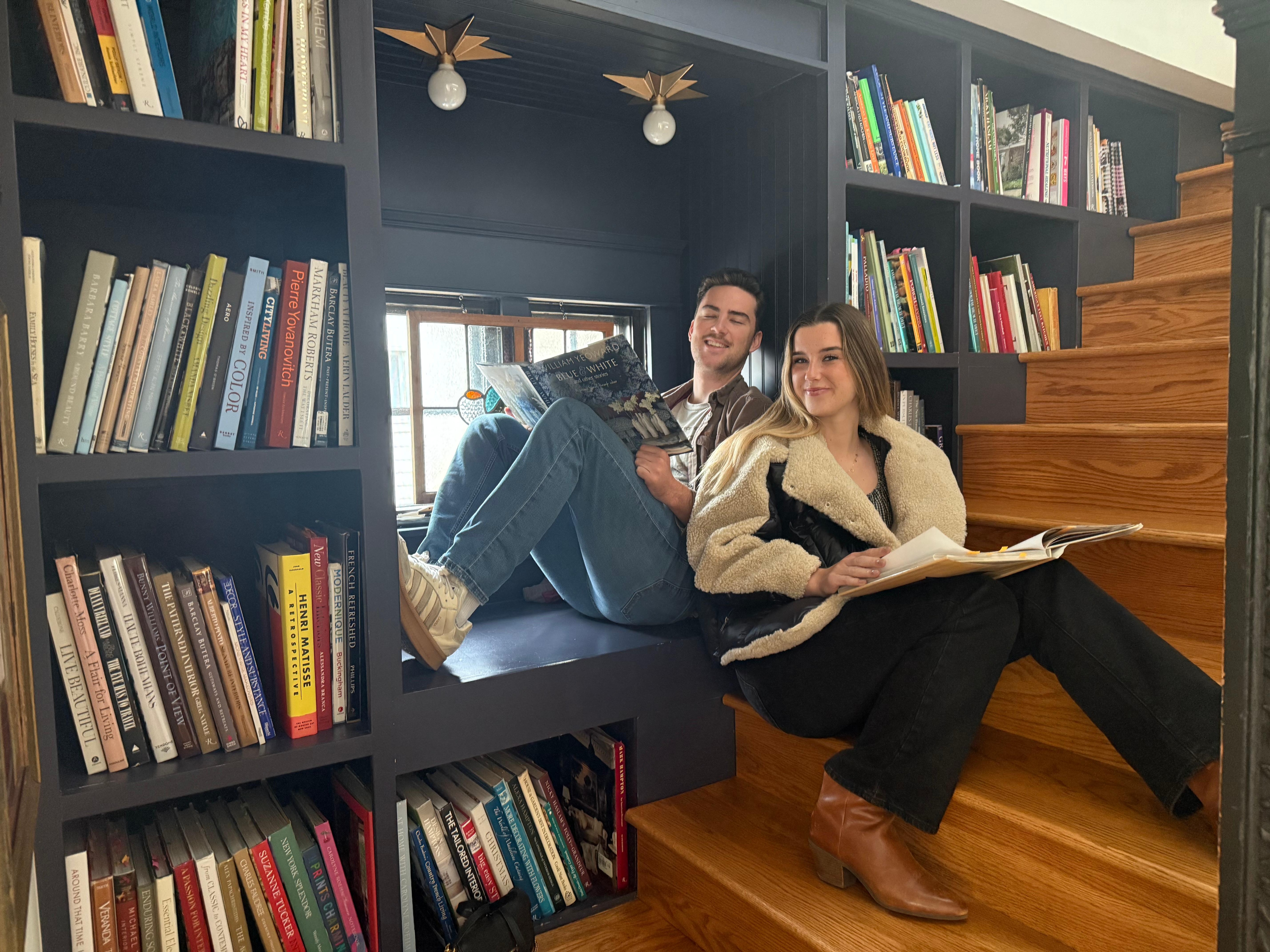 Relaxing in the reading nook before dinner. 