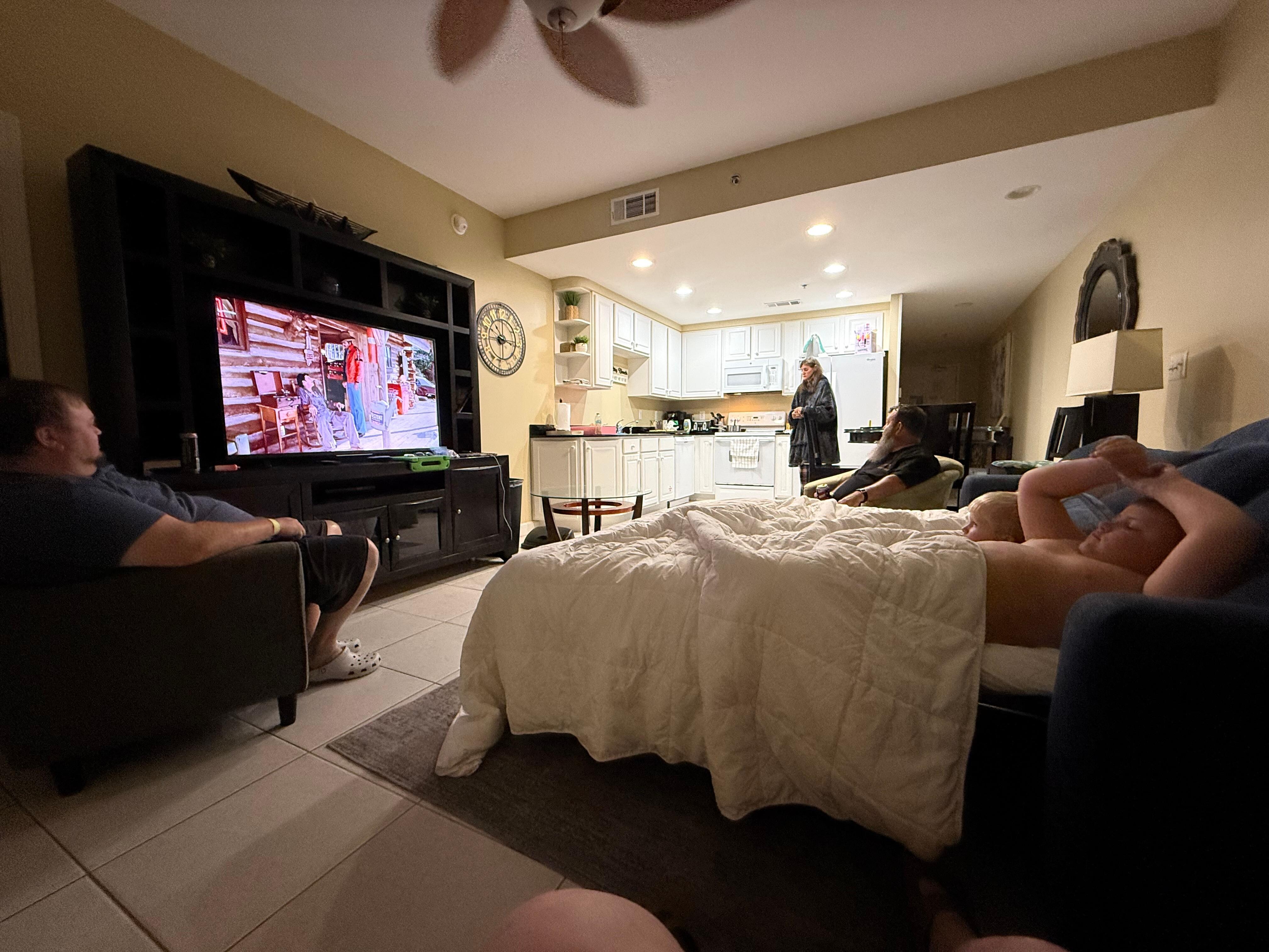 We let the kids sleep on the couch sofa! They loved getting to fold it out every night 