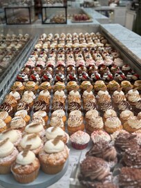 Delicious selection of desserts in the shopping mall.
