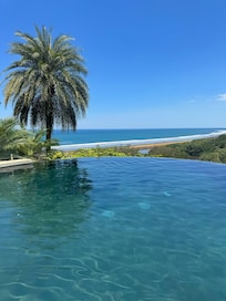 Main infinity pool w panoramic ocean and mountain views