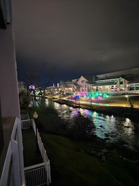 View at night from the balcony.