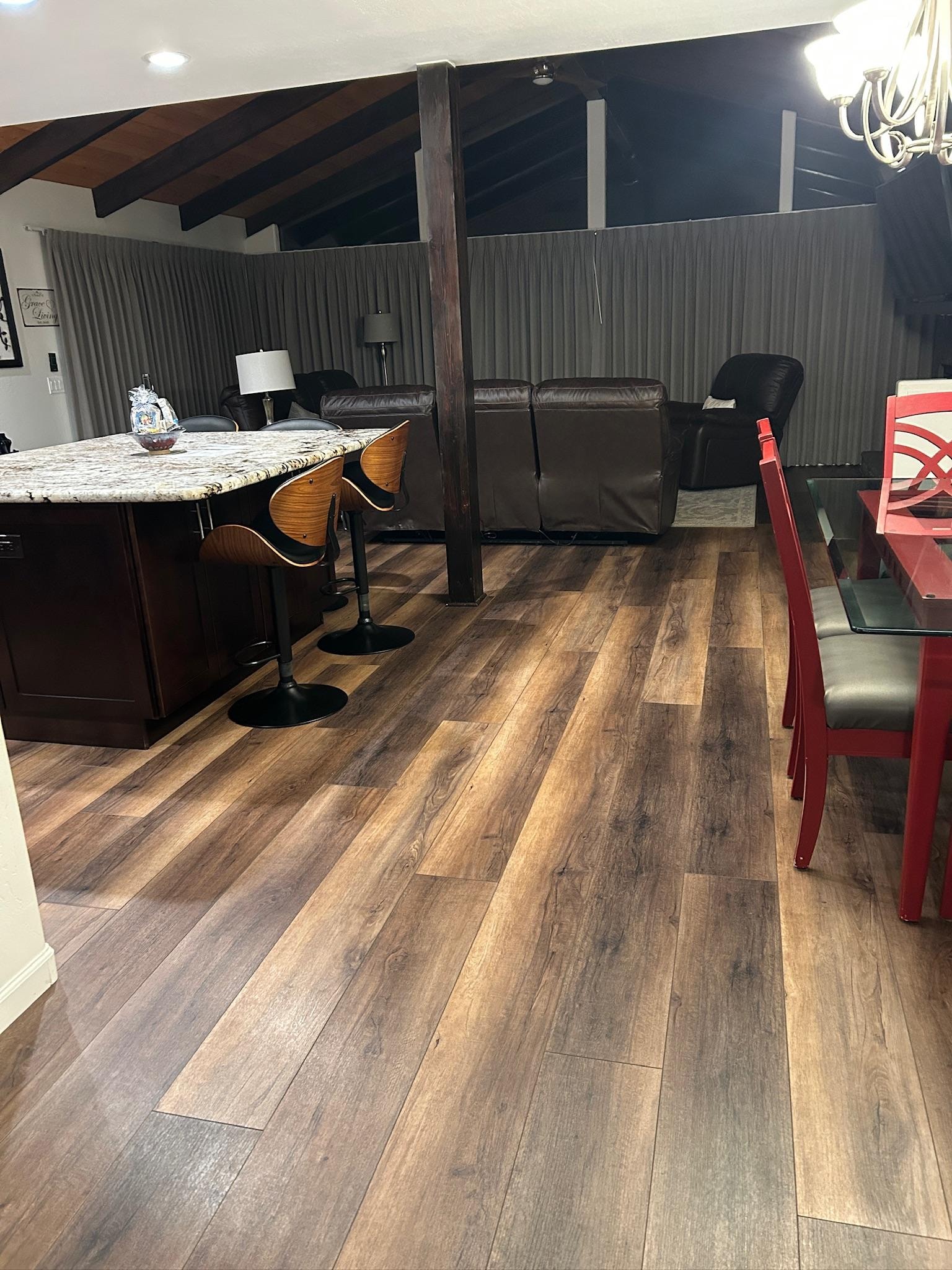 Kitchen/dining/living room. Loved the set up of the house.