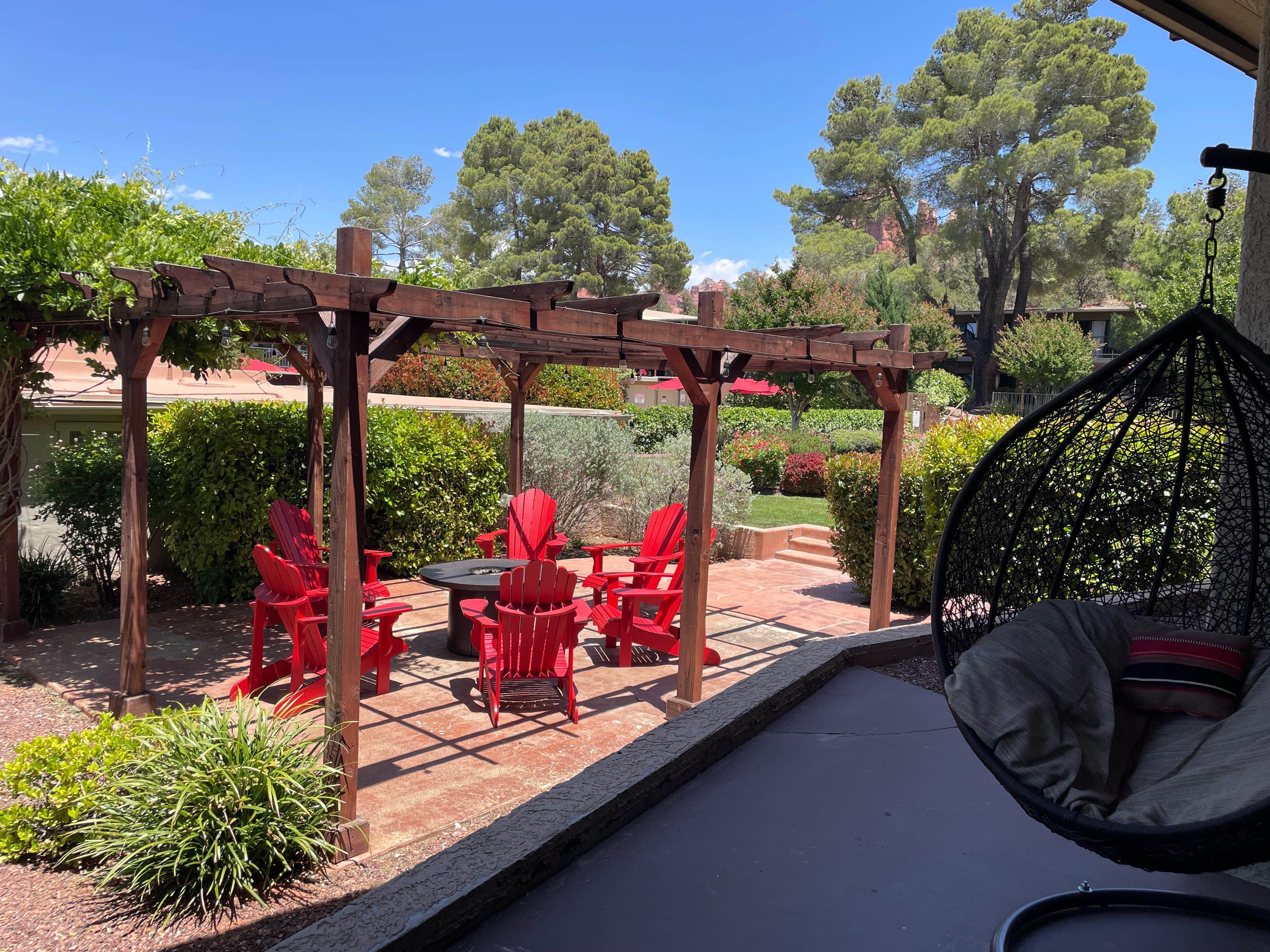 Fire pit just off the patio