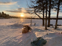 Sunset over our dock