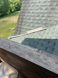 Fascia boards laying in the upstairs roof