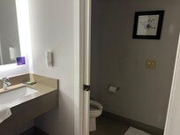 Bathroom was equipped with the necessities.