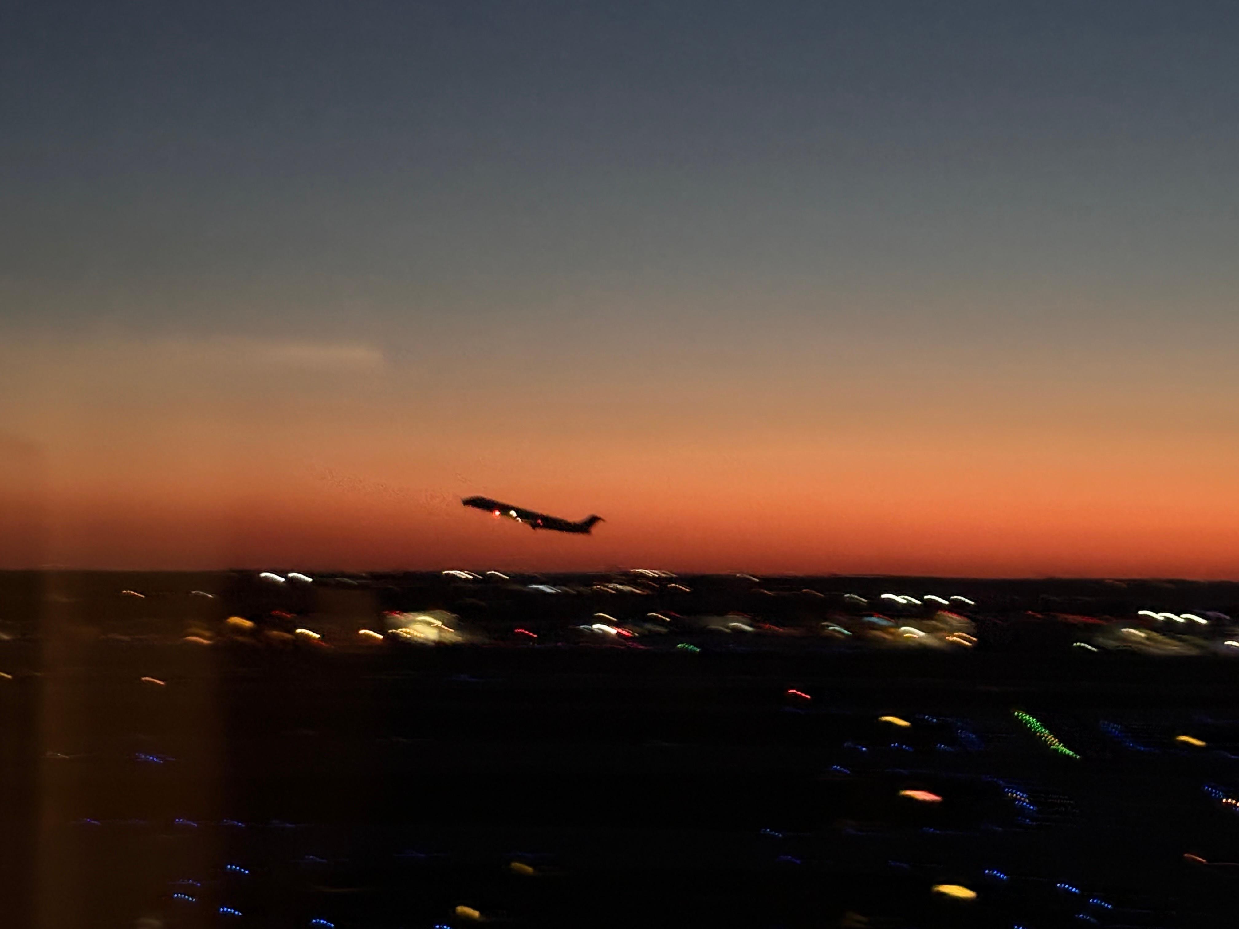 Sunset - planes taking off. 