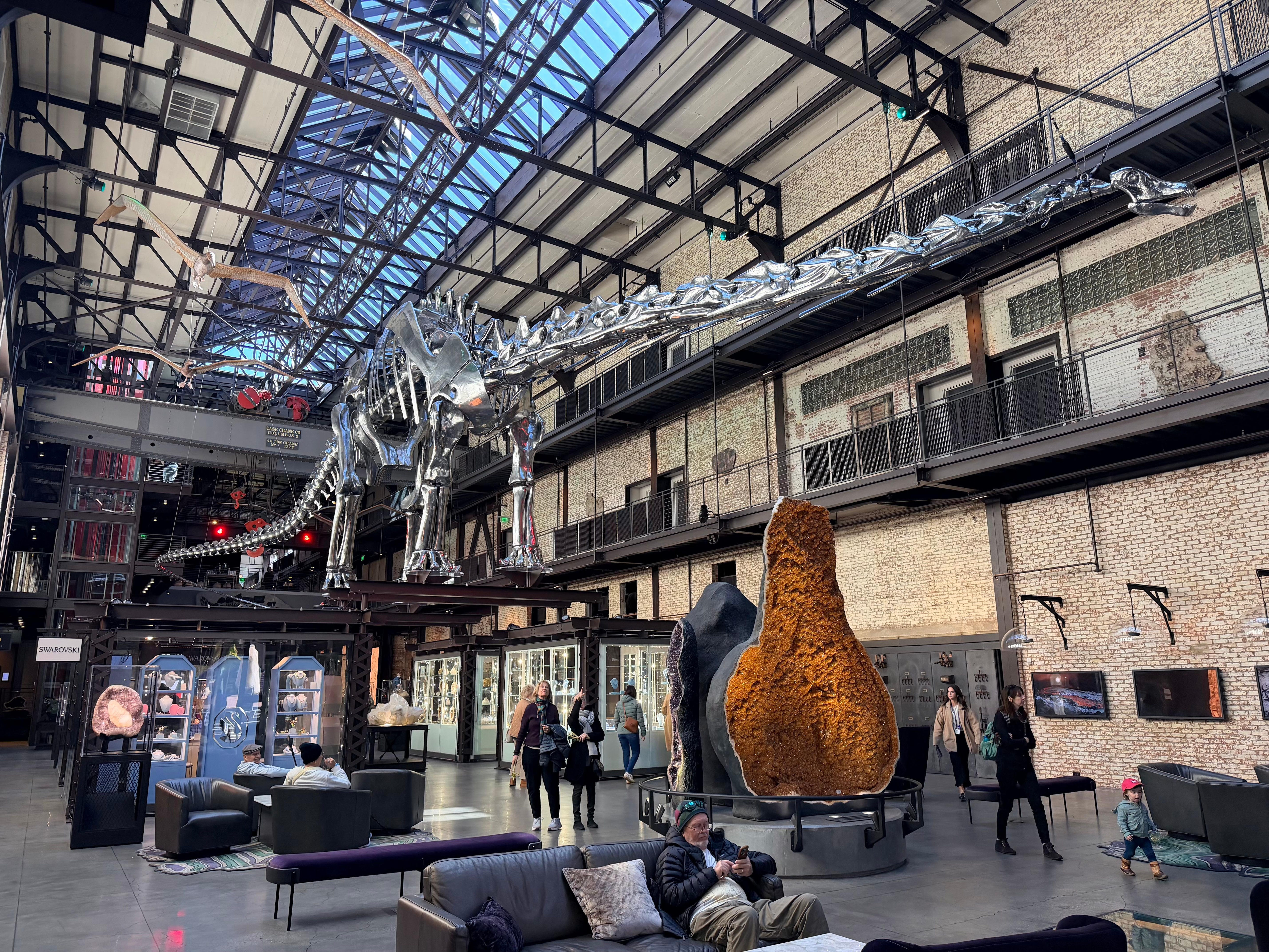 Dinosaur replica on River Street.  