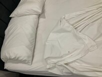 Blood stains on sheets