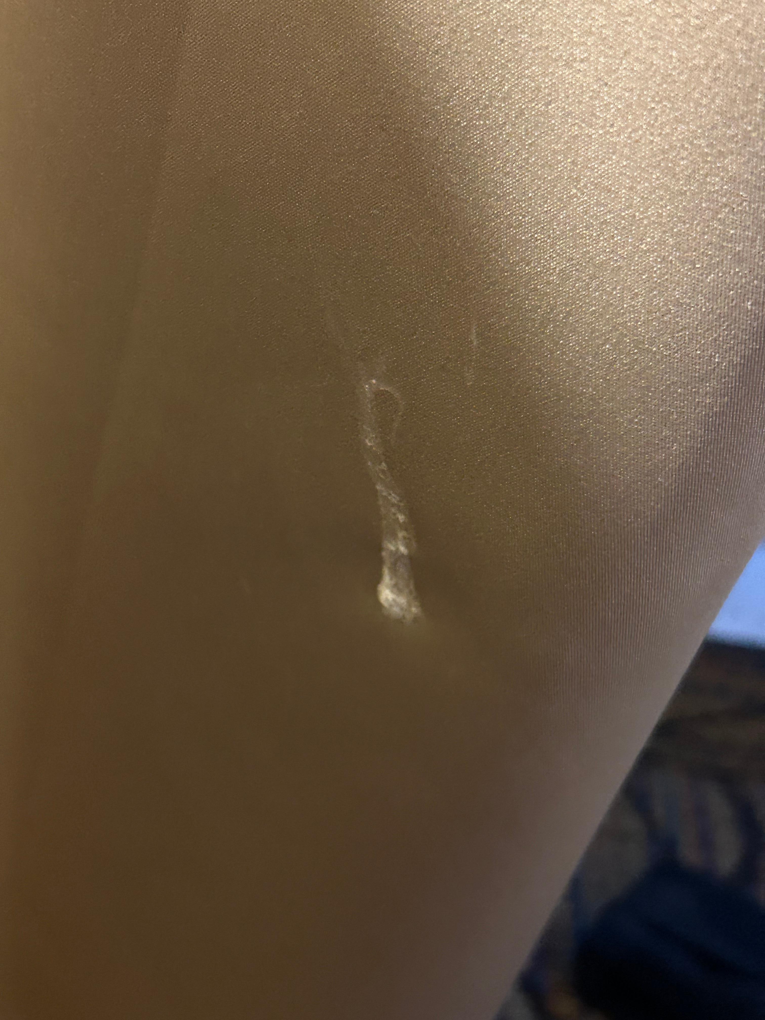 Dried up spit on the curtain so disgusting by the time I noticed it was late.  I was too tired to switch rooms