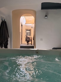 Private cave hot tub.