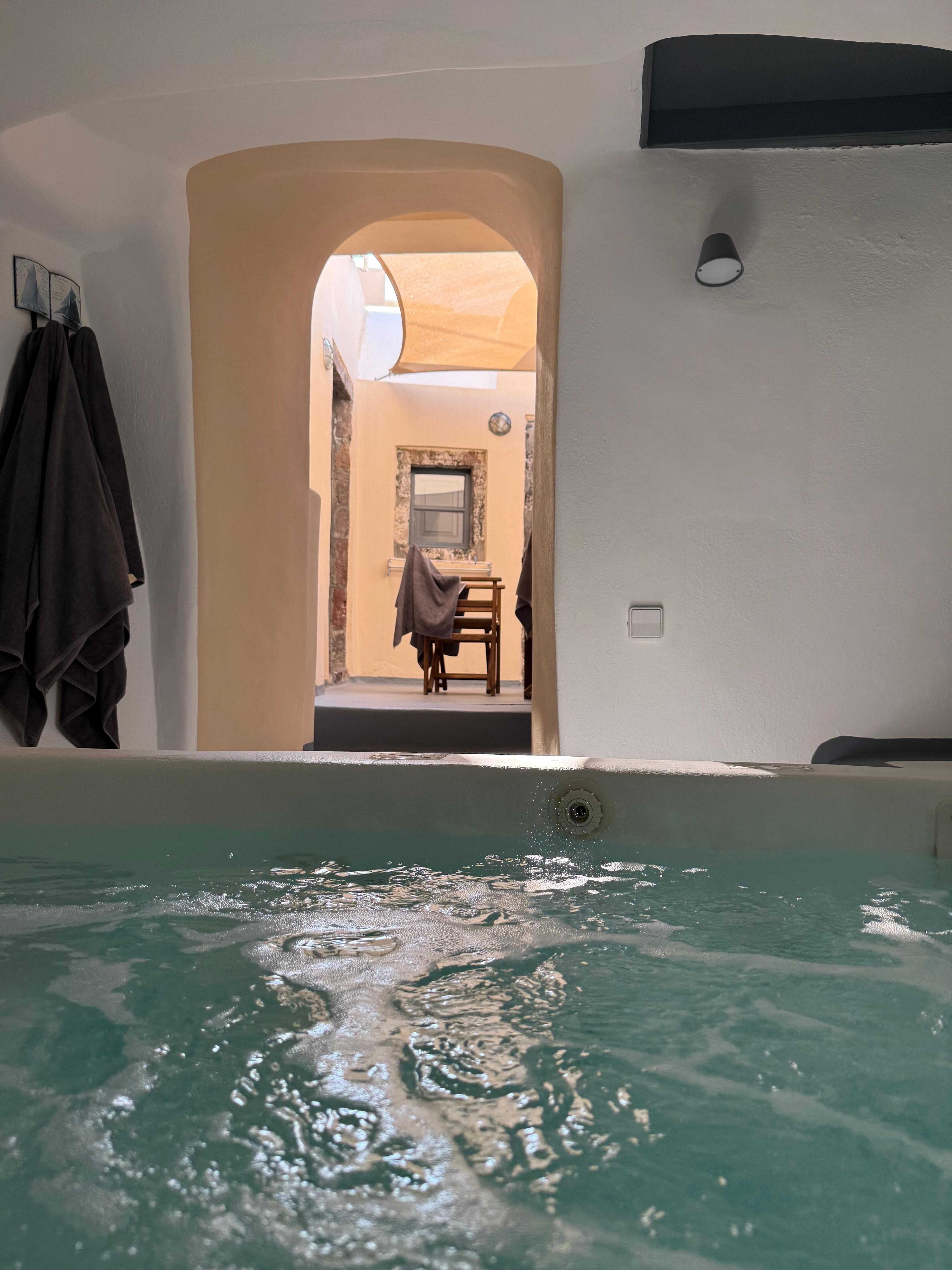 Private cave hot tub. 