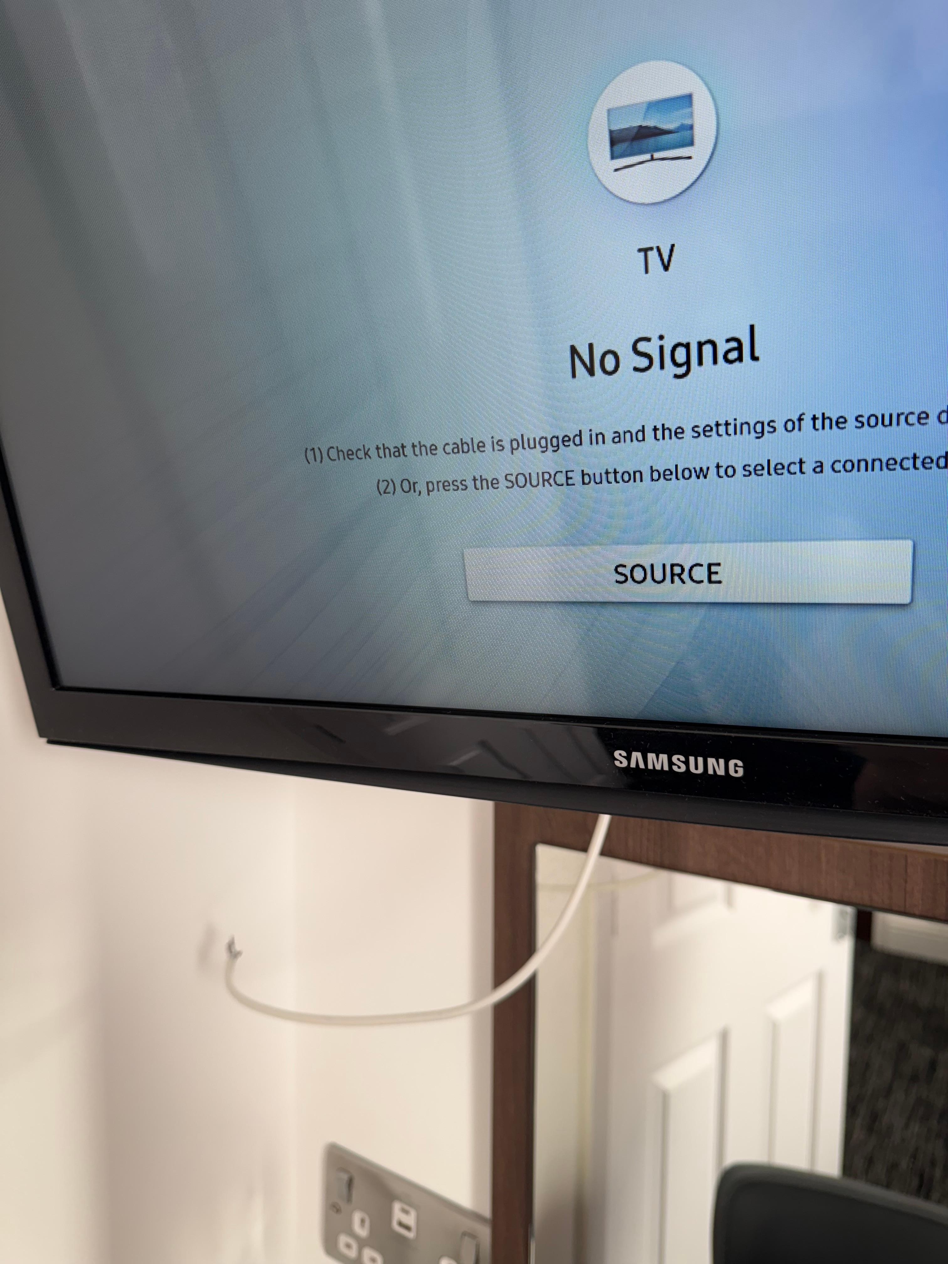 Tv areal not even connected just bare wires hanging down 
