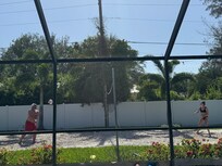 Enjoying the pool and volleyball court
