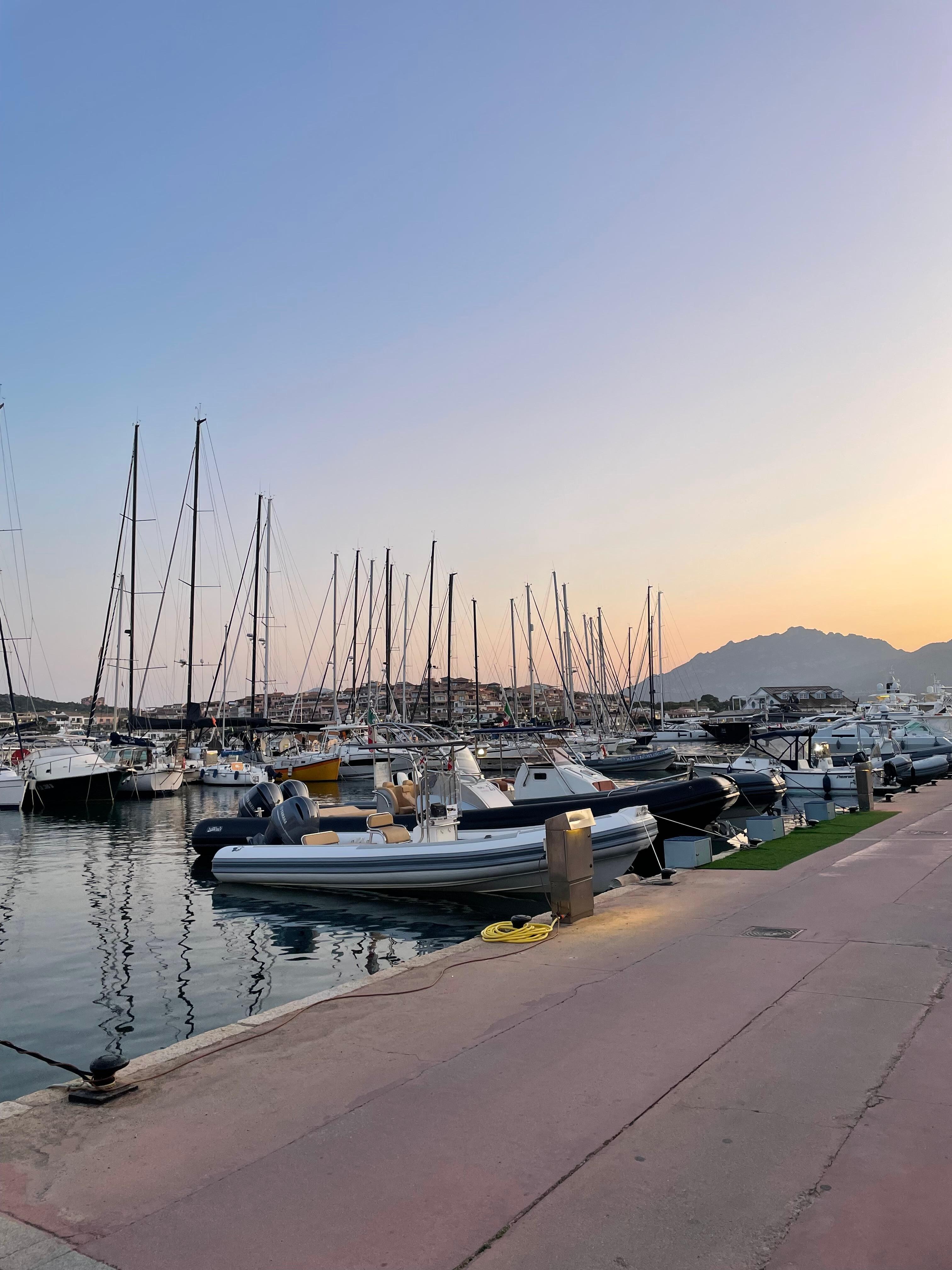 A stroll along the harbor at sunset.