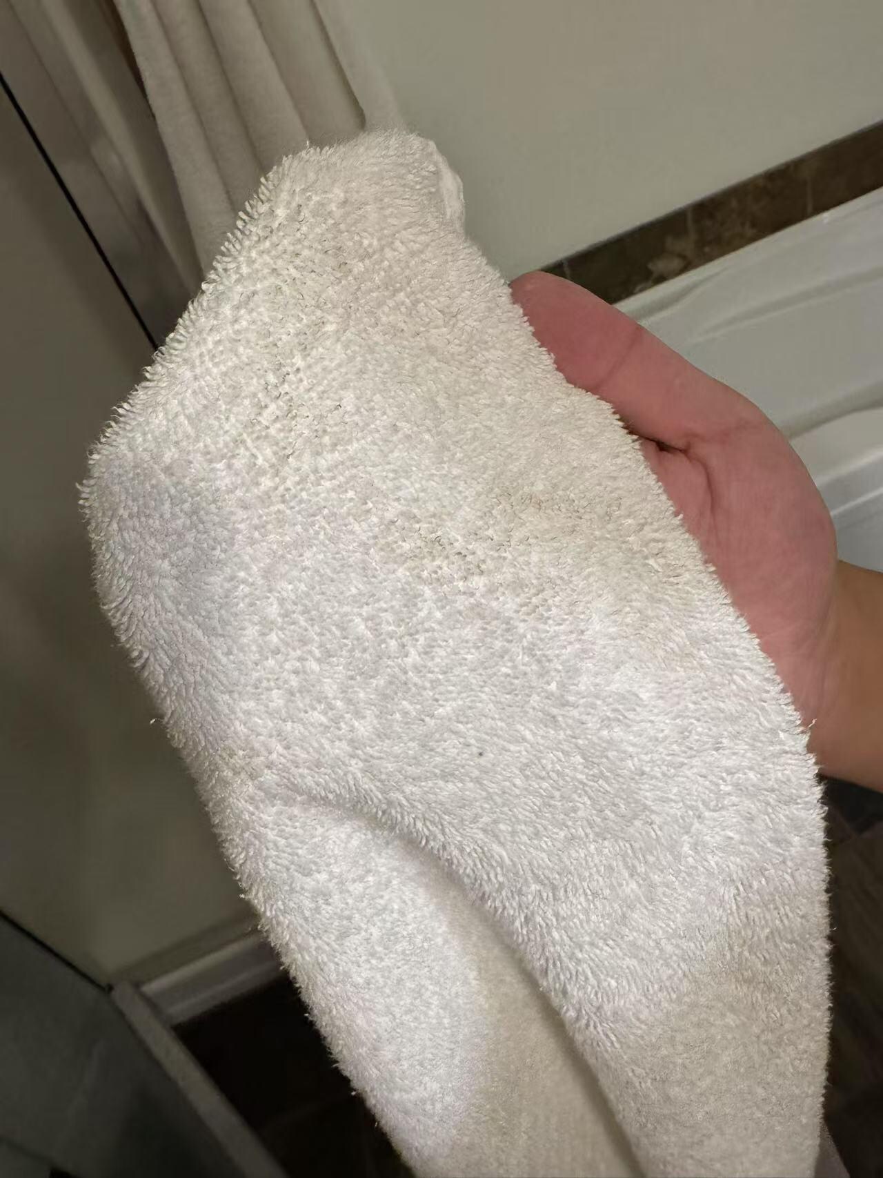 Bath towel is dirty 