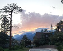 Sunset view standing in front of cabin