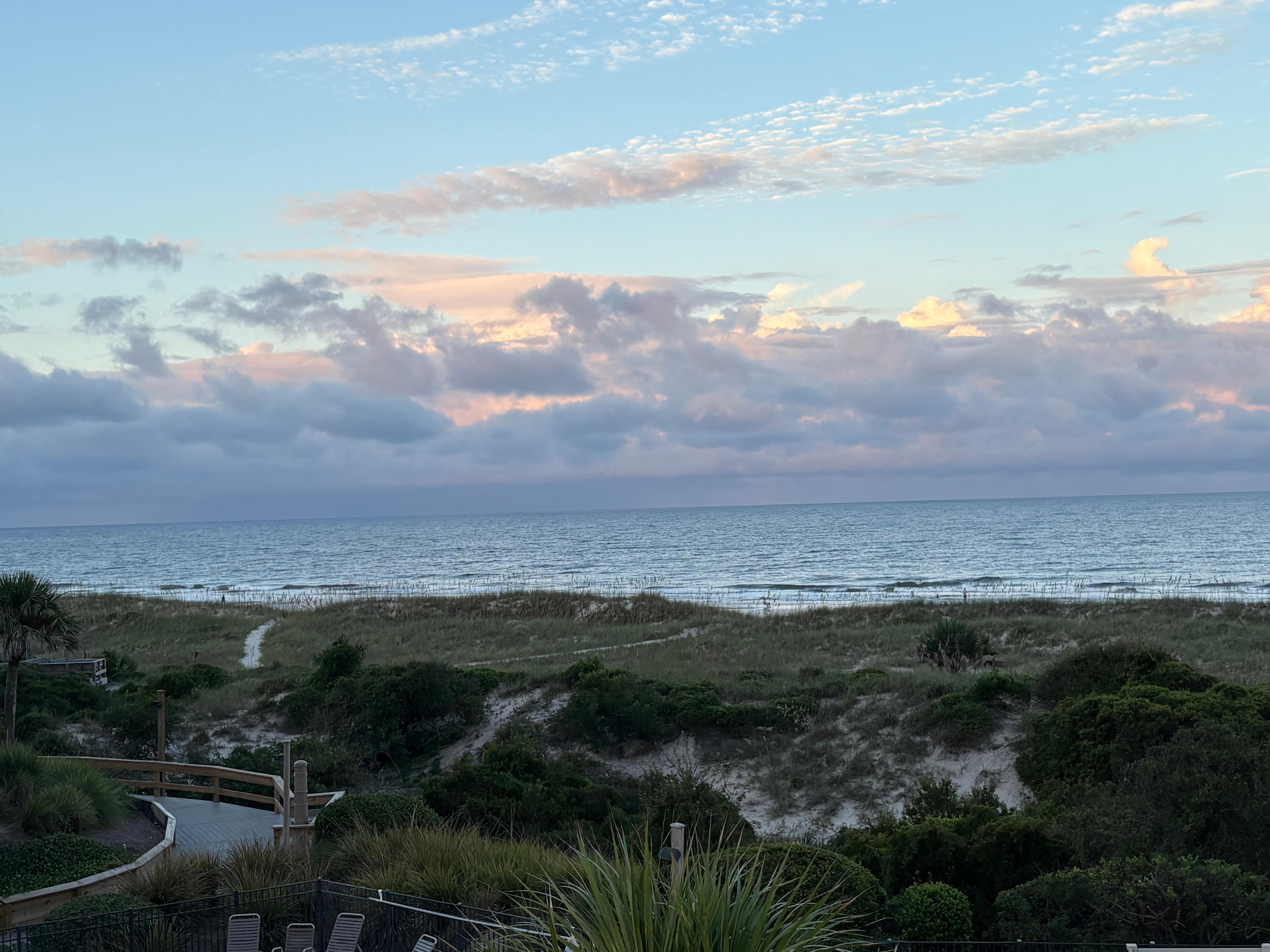 View of the beach from the balcony 