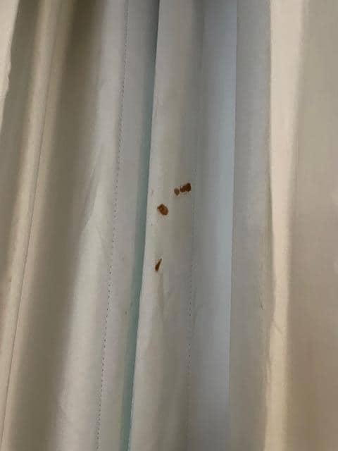 There was blood on the curtains.