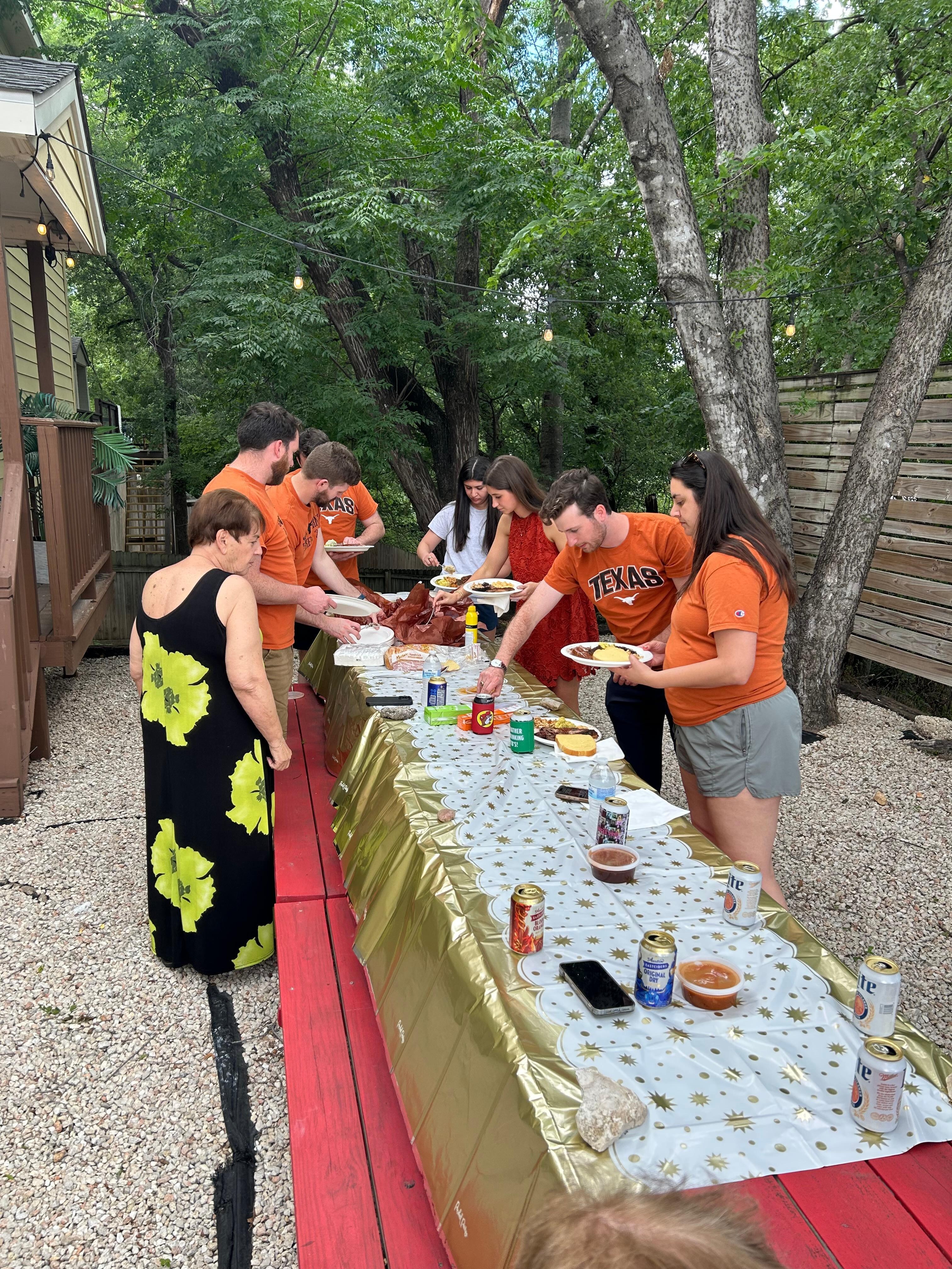 Enjoying LA BBQ with the family