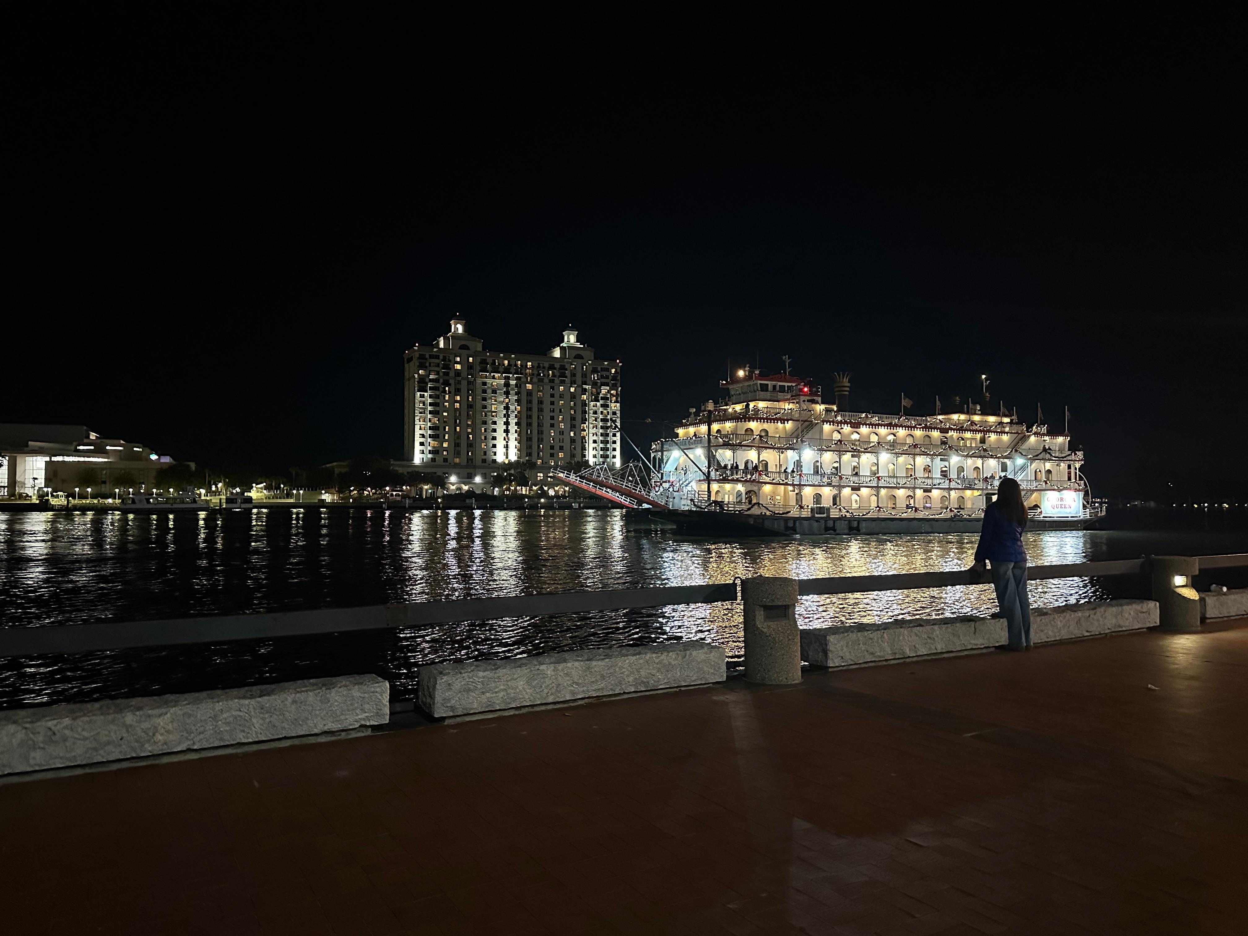 View of the hotel property across the river.